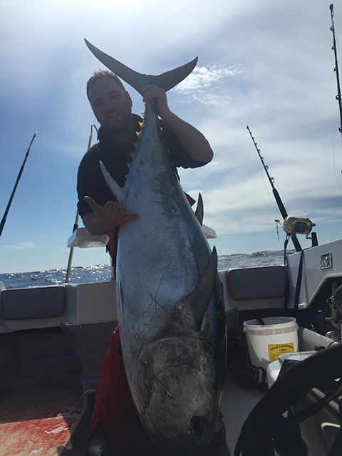 ANGLER: Damien Xerri SPECIES: Southern Bluefin Tuna  WEIGHT: 82.5kg LURE: JB Lures 10" Dingo.